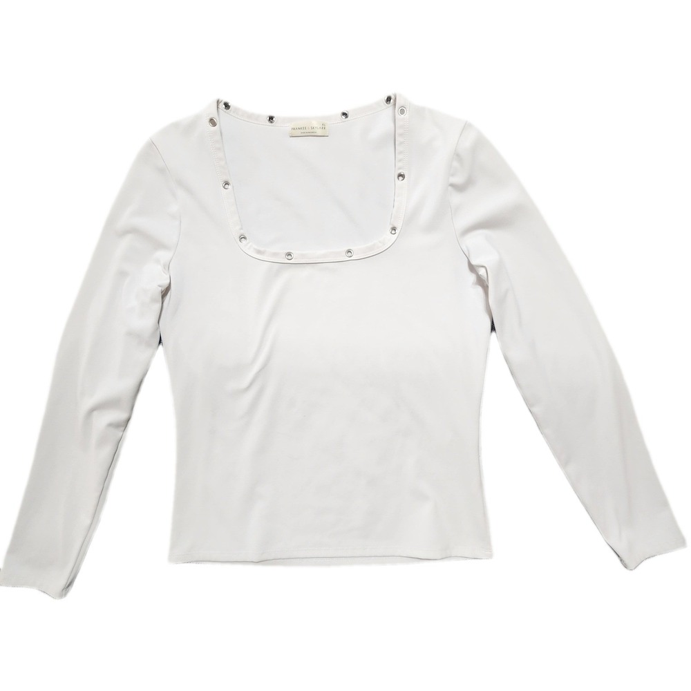 Frankee & Skylarr Womens XL White Square Neck Top Silver Grommets